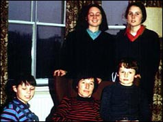 Terry Waite's wife Frances (C) surrounded by twins Ruth and Clare, Gillian and Mark