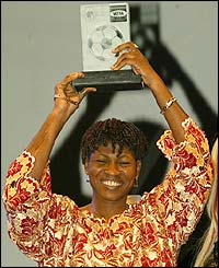 Ghana's Alberta Sackey collects the Women's Player of the Year award