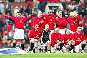 A team of look-a-likes invade the pitch before Man Utd vanquish Liverpool 