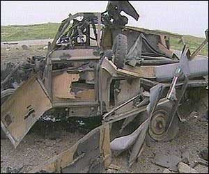Completely destroyed vehicle