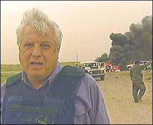 The BBC's world affairs editor John Simpson at the scene of the incident