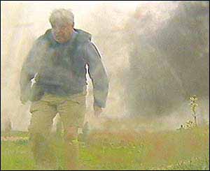 The BBC's world affairs editor John Simpson at the scene of the incident