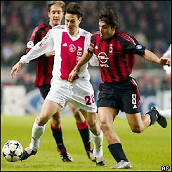 Jari Litmanen, recently returned from injury makes an appearance for the home side in the second half