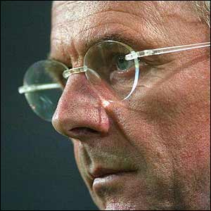 England coach Sven-Goran Eriksson watches the match in Durban