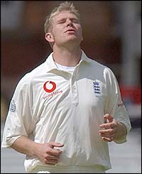 England bowler Matthew Hoggard found the right line and length early on at Lord's