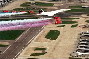 Concorde and the Red Arrows help Heathrow Airport celebrate its 50th anniversary