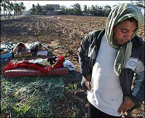 Family sleep in field near Boumerdes