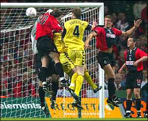 Ben Futcher equalises for Lincoln, converting Stuart Bimson's corner