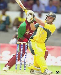 Adam Gilchrist plays an expansive shot