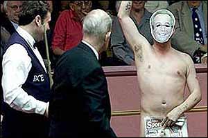 A streaker pays tribute to Sven-Goran Eriksson