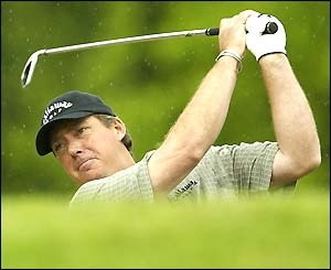 Englishman Barry Lane plays a shot