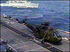 Sea King helicopter on HMS Hermes - April 1982