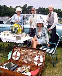 Racegoers enjoy a picnic in the car park at Royal Ascot
