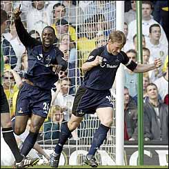 Teddy Sheringham scored Spurs' first goal against Leeds