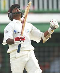 West Indian batsman Darren Ganga plays a shot during his innings of 113