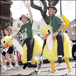 Competitors take part in the London Marathon