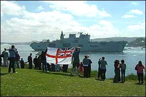 HMS Ocean arriving in Plymouth