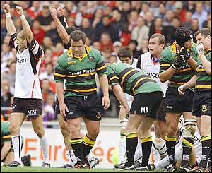 Toulouse players celebrate their win over Northampton