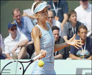 Hantuchova plays a forehand