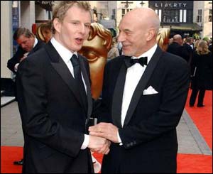 The two Patricks, Kielty and Stewart, greeted each other