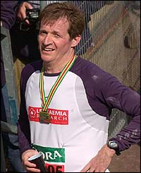 Labour spin doctor Alistair Campbell looks tired at the end of the race 