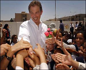 Tony Blair meets school children in Basra