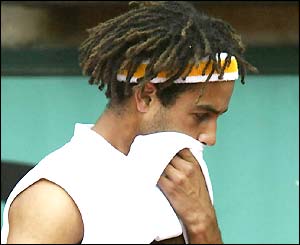 James Blake shows his disappointment at being knocked out