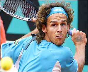 Gustavo Kuerten perpares to hit a backhand