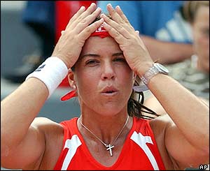 Seventh seed Jennifer Capriati looks shocked as she loses 