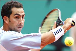 Albert Costa, the defending champion plays a backhand