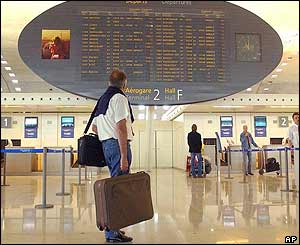 Passenger at Roissy airport, Paris, France