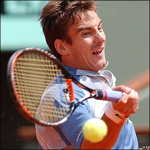 Spain's Tommy Robredo slams a forehand 