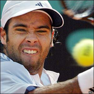 Chile's Fernando Gonzalez eyes the ball 
