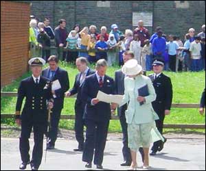 Crowds of children cheered Prince Charles