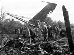 Wreckage of Air France Boeing at Orly airport