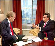 Gordon Brown talking to David Frost