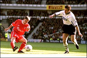 Owen scores against Derby on 18 March 2000