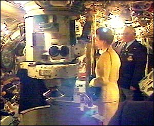 The Princess Royal inside a submarine