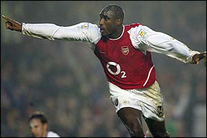 Arsenal defender Sol Campbell celebrates a goal