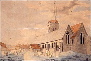 Detail from St John's Church, Margate, circa 1784