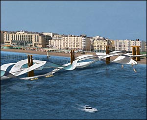 Plans for a futuristic new pier drawn up by London-based architects Aros