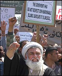 Protesters included clerics from the holy city of Najaf