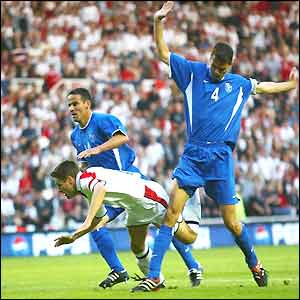 Michael Owen is fouled for a penalty