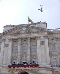 The flypast formation included Tornado and Jaguar fighter jets, a VC-10 and a C-17 Globemaster