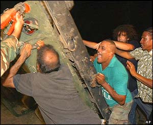 Stolen US navy Humvee flipped over