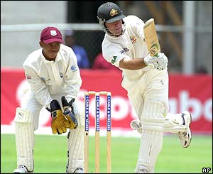 Australia's Ricky Ponting goes on the offensive against the West Indies
