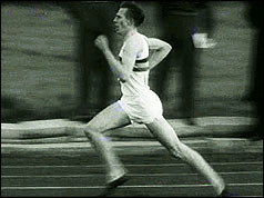 Roger Bannister completing his run