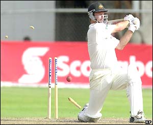 Steve Waugh is bowled by Jermaine Lawson