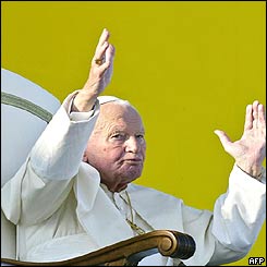 The Pope delivers his address at a rally at Cuatro Vientos airbase 
