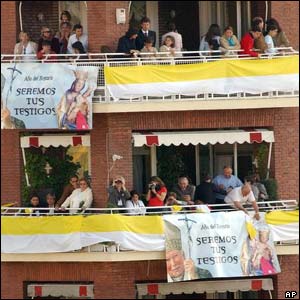 Residents with banners